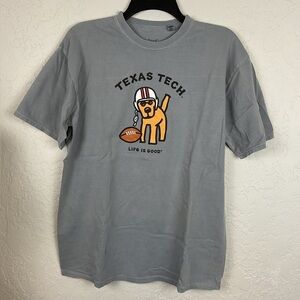 Texas Tech Life is Good “Vintage Blue” 100% Cotton T Shirt Size Medium in Gray
